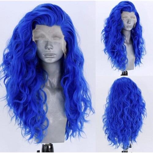 Synthetic Lace Front Wig Long Wavy Glueless Wigs for Women High Temperature Fiber Natural Wavy Cosplay Wigs Side Part Lace Wigs