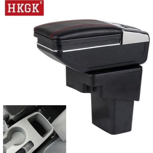 For Hyundai Accent RB Solaris 2012 - 2016 Armrest box Dual Layer Rotatable PU Leather Central Store Content box with USB