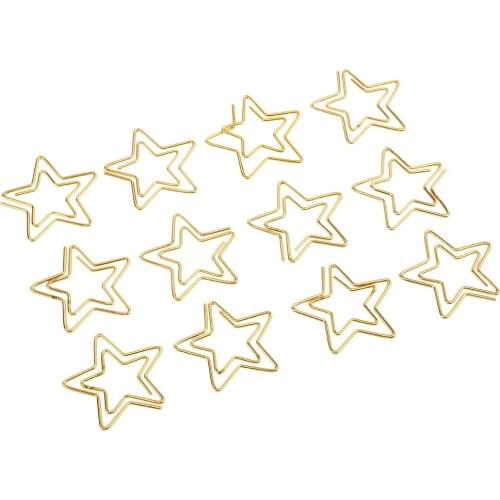 12 Pieces Gold Star Premium Cute Paper Clips, Smooth Metal Star-Shaped