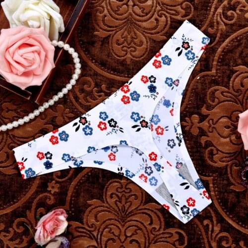 Sexy Women Cotton G String Leopard Thongs Low Waist Sexy T Panties Flower Briefs Ladies Seamless Tanga Underwear 2pcs/lot dzk06
