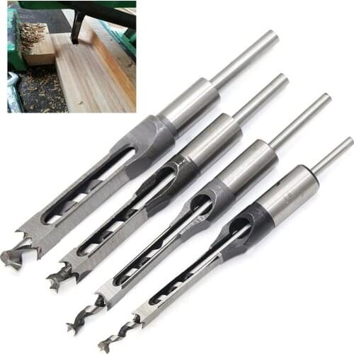 Drill Bits Square Hole Mortiser Drill Bits Mortising Chisel HSS Twist Drill Bits Set for DIY Woodworking Tools Mortising Drill