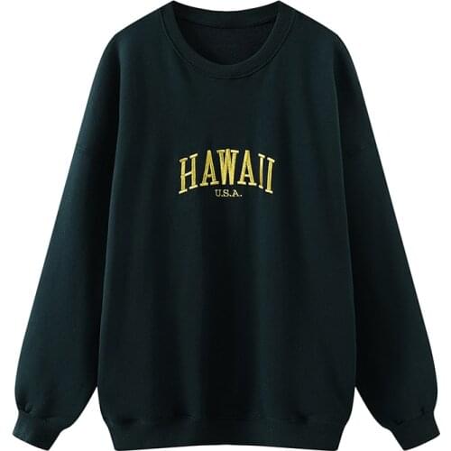 Oversize girls letter embroidery sweatshirts 2020 autumn fashion ladies soft cotton pullovers female casual sweatshirt women