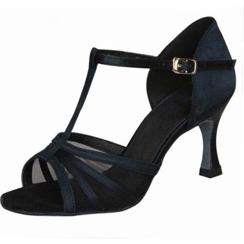 HXYOO 2018 Dancing Shoe Girls Satin Latino Zapatos De Baile 7cm Heel 4.5-8.5cm Ladies Salsa Latin Dance Shoes For Women JYG906
