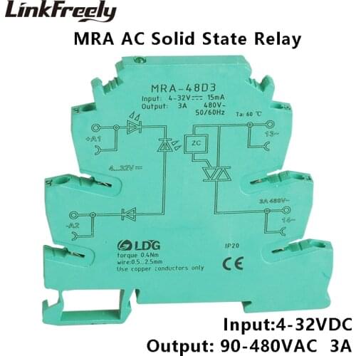 MRA-48D3 3A Smart Programmable Solid State Relay Board DC AC Input: 3V 5V 12V 24V 32VDC Interface Voltage SSR Relay Module Mini