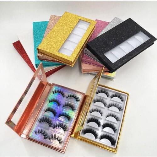 Lashes packing 5 pairs lashes box magnetic lashes box with lash tray pretty color