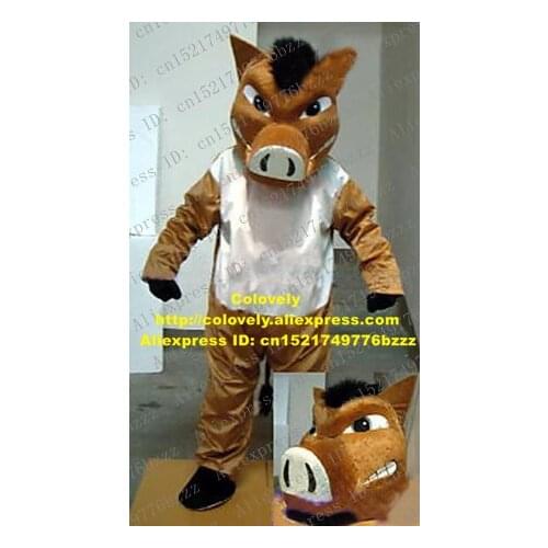 Lively Brown Wild Boar Mascot Costume Mascotte Pig Hog Swine Sus Scrofa With Big Eyes Fierce Face Adult Size No.609 Free Ship