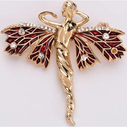 Fashion Enamel Human Face Butterfly Drop Brooch Trendy Elegant Cubic Zirconia Women Brooch Pins Fashion Emo Jewelry Gifts Broche