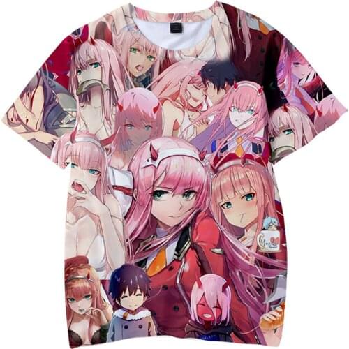 Darling In The Franxx T-Shirts Anime Girl Zero Two 3D Printed Streetwear Men Women Fashion Oversized T Shirt Harajuku Tees Tops