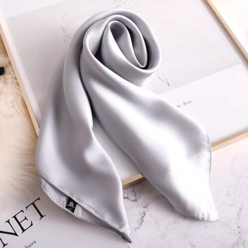 2019 New Fashion Summer Silk Square Scarf Solid Women Satin Neck Hair Tie Band Soft Beach Hijab Head Female Foulard Free Shiping
