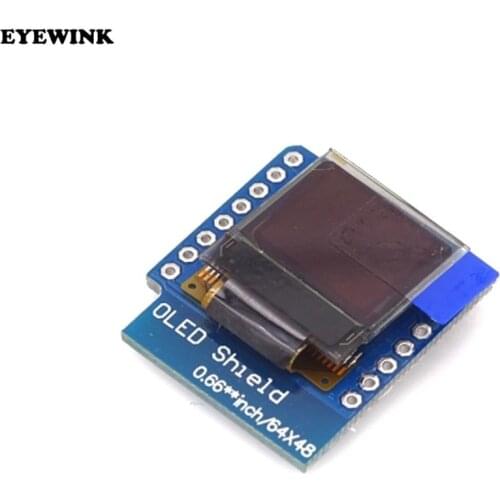 0.66" inch Wemos Oled 64X48 IIC I2C LCD OLED LED Dispaly Shield for Arduino Compatible WeMos D1 Mini