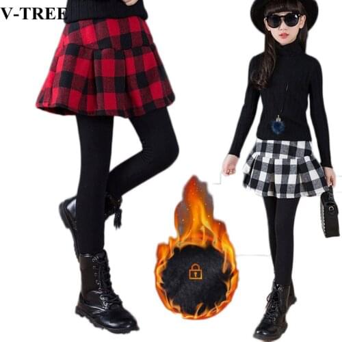 2020 Winter Pants For Girls Plaid Children Pants Skirt Thicken Girls Leggings Warm Kids Trousers Teenager 3-12T Baby Trousers