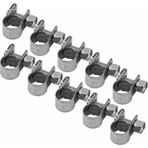 10pcs 6mm-20mm Stainless Steel Mini Fuel Line Pipe Hose Clamp Clip Optional Size for Air Hose Water Pipe Fuel Hose Silicone