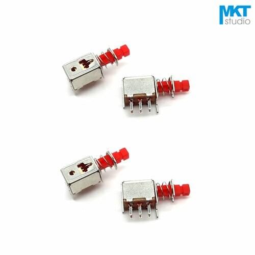 10Pcs Sample A03 6P Red Button Latch Micro Mini Push Button Electronic Switch With 2 Fixed Pins