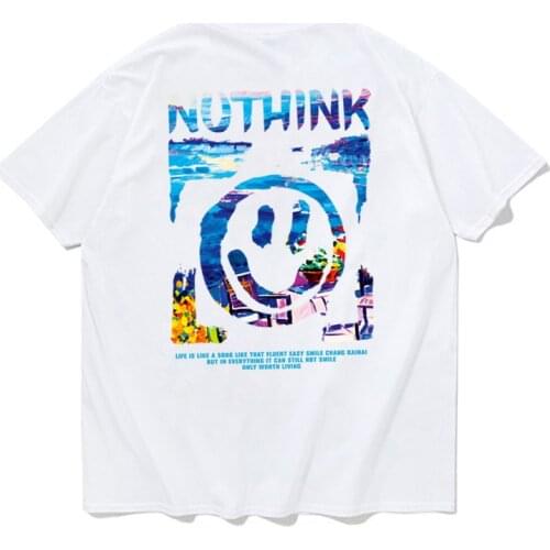 2021 New Tees Smiley Face Short Sleeve Mens And Womens Cotton Loose T-shirt Mens Plus Size 2xl Short Sleeve 200kg Wearable