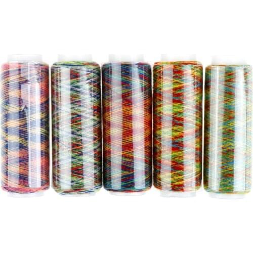 5pcs 110m*5cm Rainbow Sewing Thread Cord Hand Machine Tool for Leather Caft Stitching