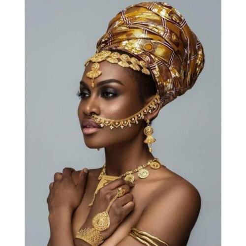 5D Full Square round Diamond Painting African Women pattern of Rhinestone Diamond Embroidery Sticker Mosaic Cross StitchZP-1148