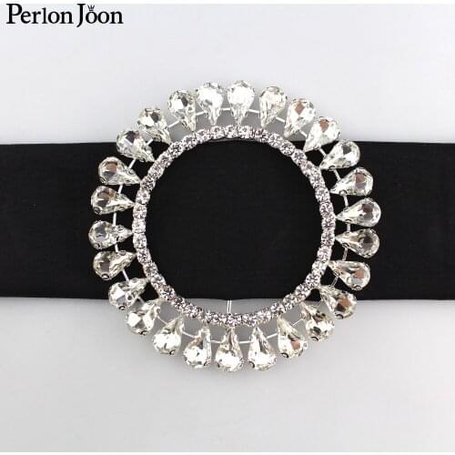 8.5cm(inner5cm) 2pcs/lot rhinestone round drop crystal surround belt buckels silve on wedding dress shoes bag accessories KT004