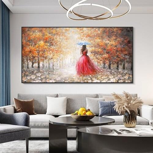 Abstract Landscape and Woman Canvas Painting Nordic Style Posters and Prints Modern Wall Art Pictures for Living Room Home Decor