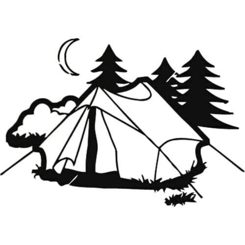 Car Sticker Fashion Tent Camping Natural Rest PVC Waterproof Sunscreen Decal Black/Silver 17.9cm * 12.2cm