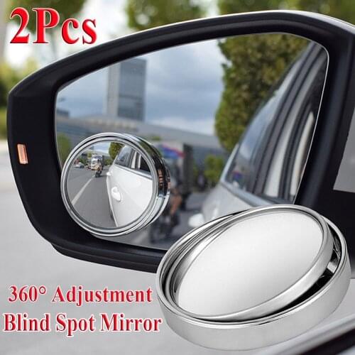 2pcs Car Mirror Wide Angle Round Convex Mirrors Hd Frameless Rearview 360 Degree Adjustable Blind Spot Mirror Auto Accessories