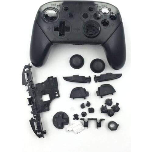 Clear Smoke For Nintendo Switch Pro Controller Replacement Case Outer Shell Cover Skin Case L R ZL ZR ABXY Buttons Kit