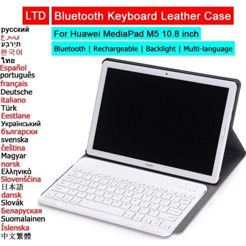 Bluetooth Keyboard Case For HUAWEI MediaPad M5 10.8 MatePad 11 10.4 Tablet Case Russian Arabic Hebrew Spanish German Keyboard
