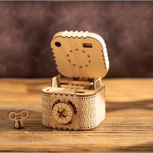 Password Treasure Box Wooden Organizer Jewelry Container Home Room Decor