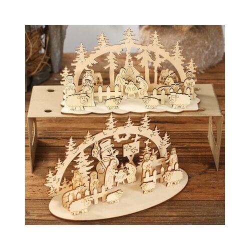 DIY Christmas Wooden Toy Xmas Funny Party Desktop Decoration Christmas Wooden Ornaments Three-dimensional Kids Toy Decoration