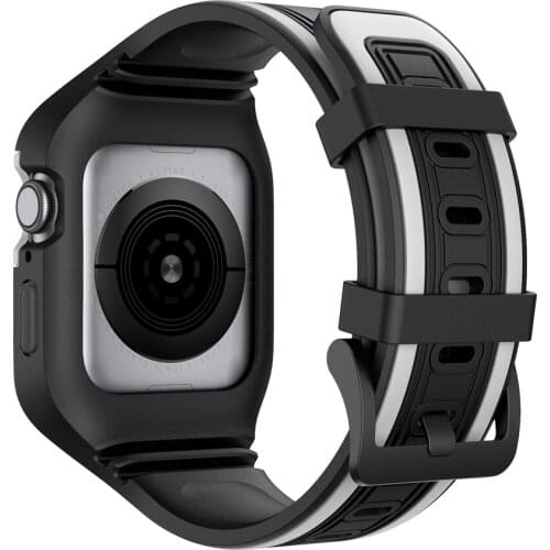 For Apple Watch Series 5/4/3/2/1 Watchbands Breathable Silicone Sport Band With TPU Case Cover 42/44mm Replacement Accessories