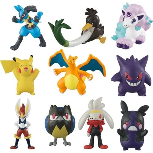 TAKARA TOMY Pokemon Anime Figure Elf Ball Candy Toys Lucario Gengar Charizard Piakchu Morpeko Ponyta Raboot Action Figure Dolls