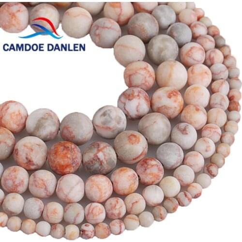 Natural Stone Beads Matte Frost Red Network Red Zebra Stone Round Loose Beads 4 6 8 10 12MM For Diy Jewelry Bracelet Making