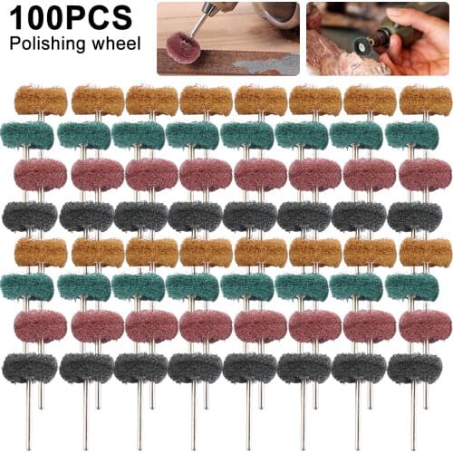 Scouring Pad Brush Nylon Abrasive Brush Fiber Grinding Sanding Head Buffing Polishing Wheel for Dremel Accessories Tools