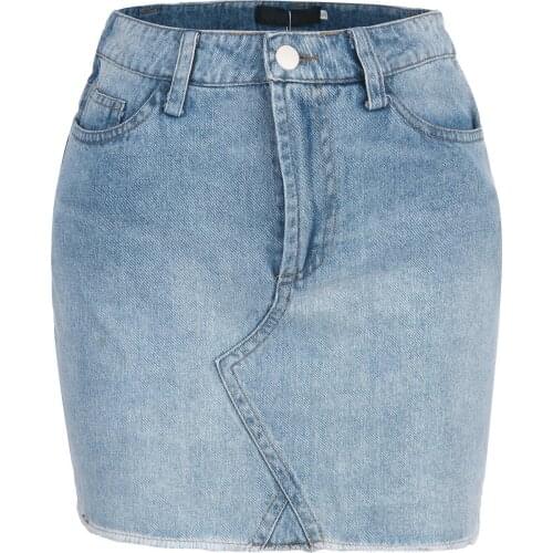 Summer Mini Skirts Womens 2021 Ladies Summer Casual High Waist Denim Pocket Zipper Button Skirt Faldas Mujer Moda 2021