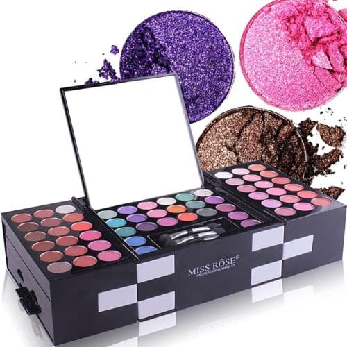 MISS ROSE Fashion 142 Colors Pro Eyeshadow Palette Makeup Powder Cosmetic Brush Kit Box With Mirror Women Make Up Tools Smooth