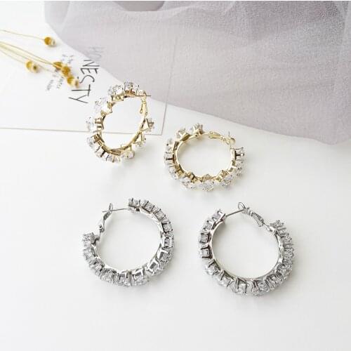 Fashion Luxury Korean Charm Women Rhinestone Earring 2021 Exquisite CZ Crystal Gold Plated Earring Elegant Women Wedding Jewelry
