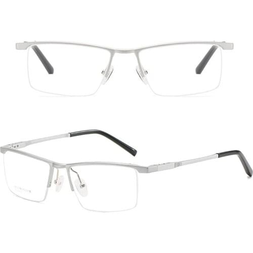 Men Vintage Top-Quaility Business Ultralight Al-Mg Alloy Half-Rim Custom Made Myopia Glasses-1 to -6 And Reading Glasses+1 to +4