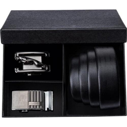 PB-04 Mens Belts Automatic Buckle Genuine leather Belts Gift Sets Barry.Wang luxury Black Dropshipping Extra Long Belts For Men