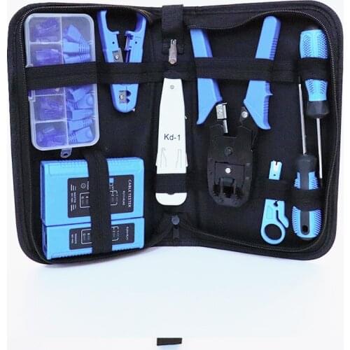 10 Pcs Network Repair Tool Kit/Sets LAN Cable Tester Crimp Wire Cutter Screwdriver Pliers Maintenance Tool Set Bag