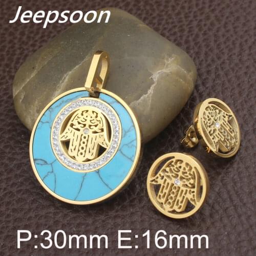 HOT selling New Fashion Round Hand Jewelry stainless steel jewelry sets pendant + Earrings for women & girls SBJFOLNCA