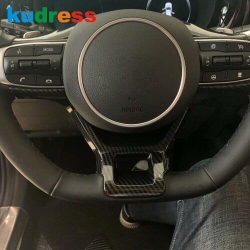 Car Interior Steering Wheel Cover Trim For Kia Optima 2021 2022 Carbon Fiber Decoration Panel Frame Trim Sticker Accessories