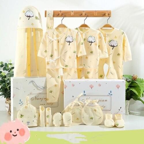 Autumn Newborn Suit New Baby Cotton Long-sleeved Cute Printed Clothes Baby Born Full Moon Supplies Without Box XB85