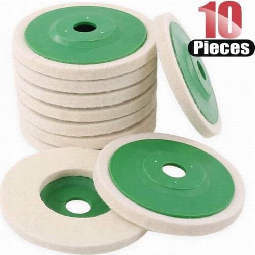 10pcs/set Wool Polishing Wheel Beige Buffing Pads Grinding Angle Grinder Wheel Felt Polisher Disc For Stainless Steel aluminum