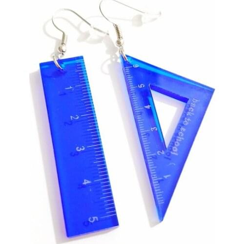 Transparent Fluorescent Asymmetric Triangle Ruler Drop Earrings Statement Colorful Geometric Earrings for Women Egirl Style