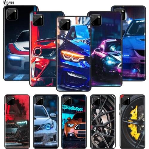 Luxury Car Line Art For OPPO Realme Narzo 20 C2/3/11/12/15/17 X2 X3 X7 XT X50 Q2i V3 V5 V15 Pro Black Silicone Soft Phone Case