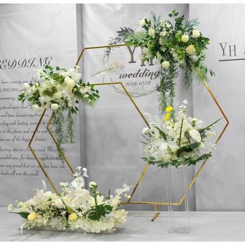Wedding Arch Decor Backdrop Stand Flower Electroplated gold Arch Geometric Home Party Backdrop Arch Stand Decoration