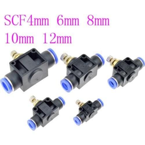 SCF 4mm 6mm 8mm 10mm 12mm OD Hose Tube Gas Flow Adjust Valve Connector Fitting Air Speed Controller