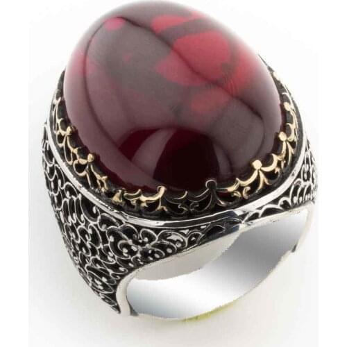 Gorgeous Design Big Red Curved Zircon Silver Ring