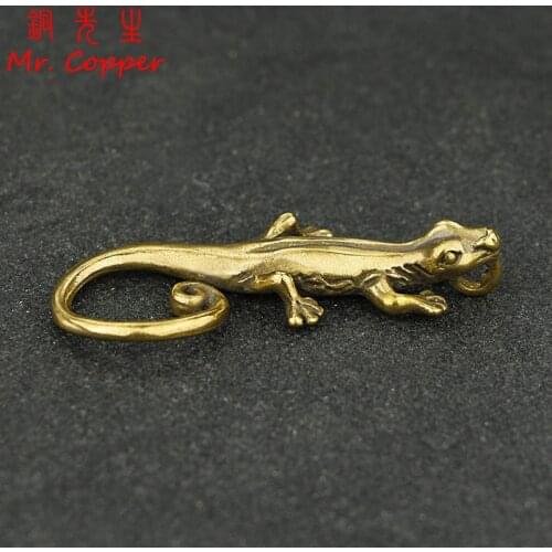 Vintage Copper Gecko Tea Set Small Ornaments Antique Brass Animal Figurines Tea Pet Desk Decorations Home Decor Accessories