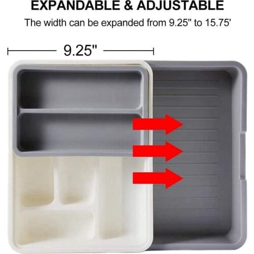 Cutlery Drawer Tray Expandable Adjustable Utensil Drawer for Kitchen Utensil Organizer Multi-Purpose Storage for Kitchen