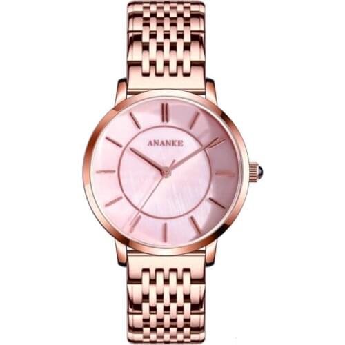 Women Watch Pearl Shell Face Retro Design Waterproof Pink Ladies Watches Blue Dial Drop Shipping